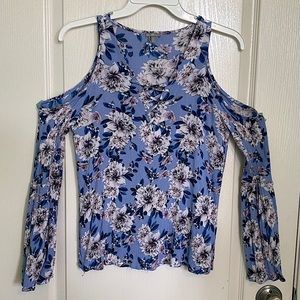 Charlotte Russe Cold Shoulder Lace Up Neck Top